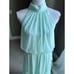 NWT Adriana Papell aqua bohemian tiered chiffon halter maxi dress size 12