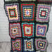 Crocheted Granny Square Afghan Handmade Multi Color Throw