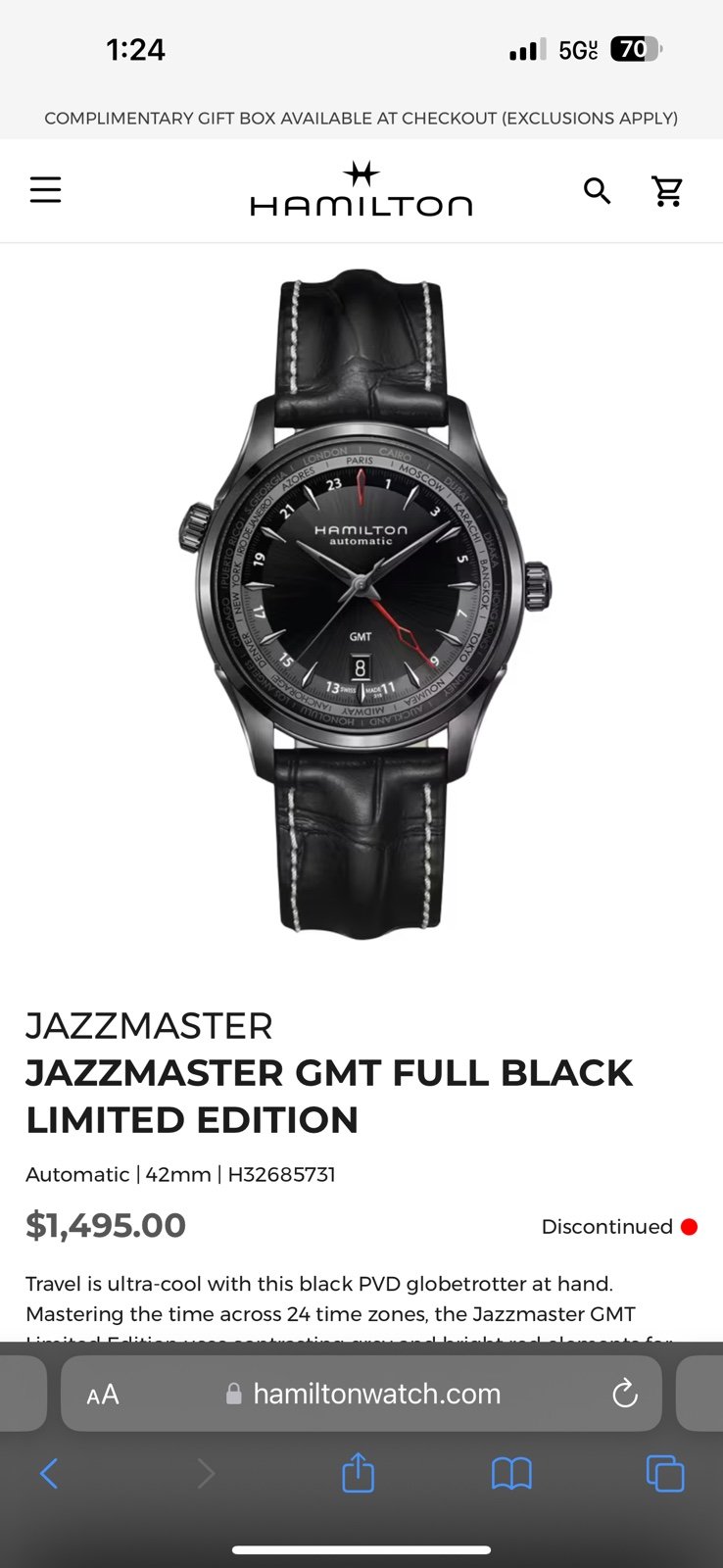 Hamilton Watch JAZZMASTER GMT FULL BLACK LIMITED EDITION