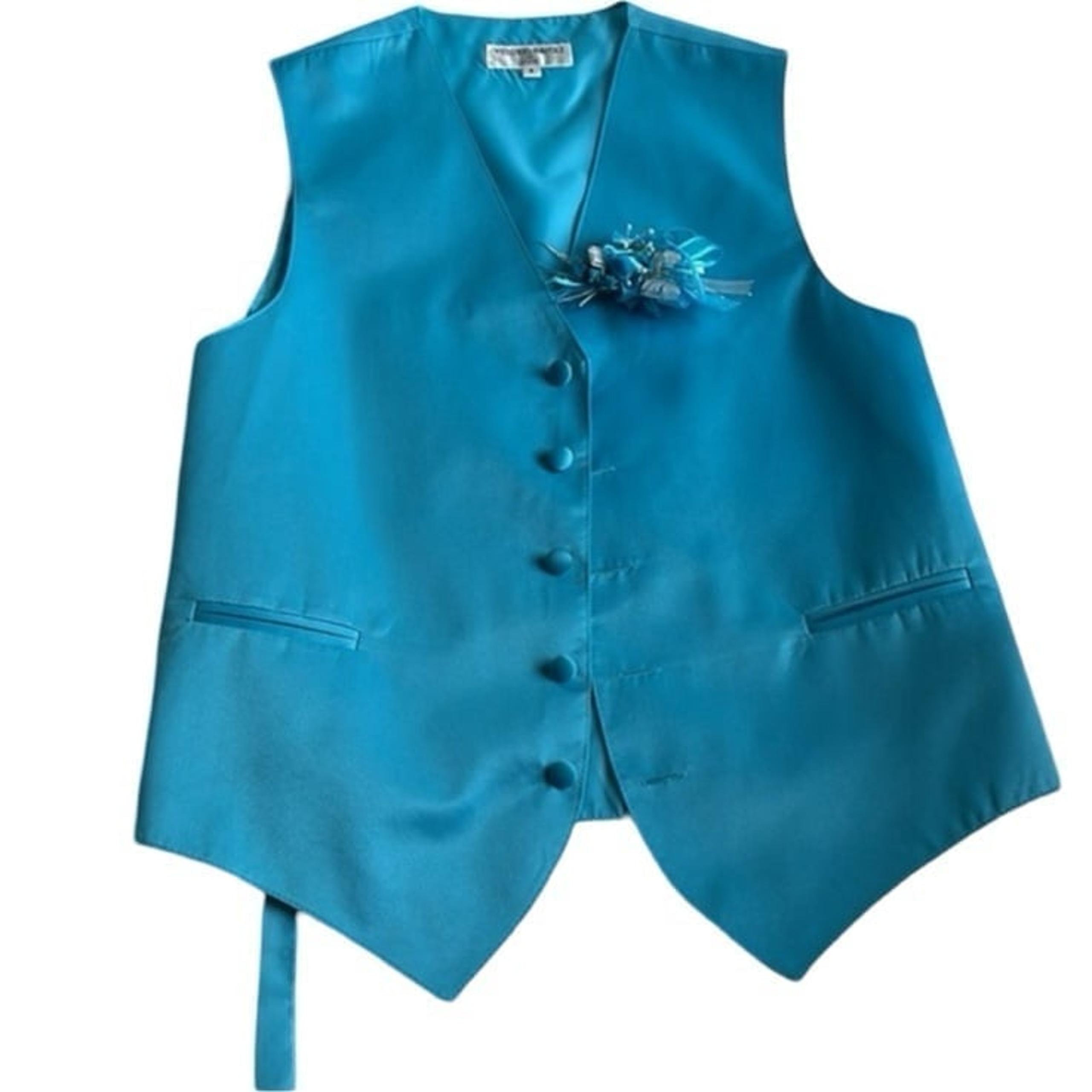 Mens Vesuvio Napoli Italian Design Dress Vest Turquoise Aqua Blue Suit/Tux Small