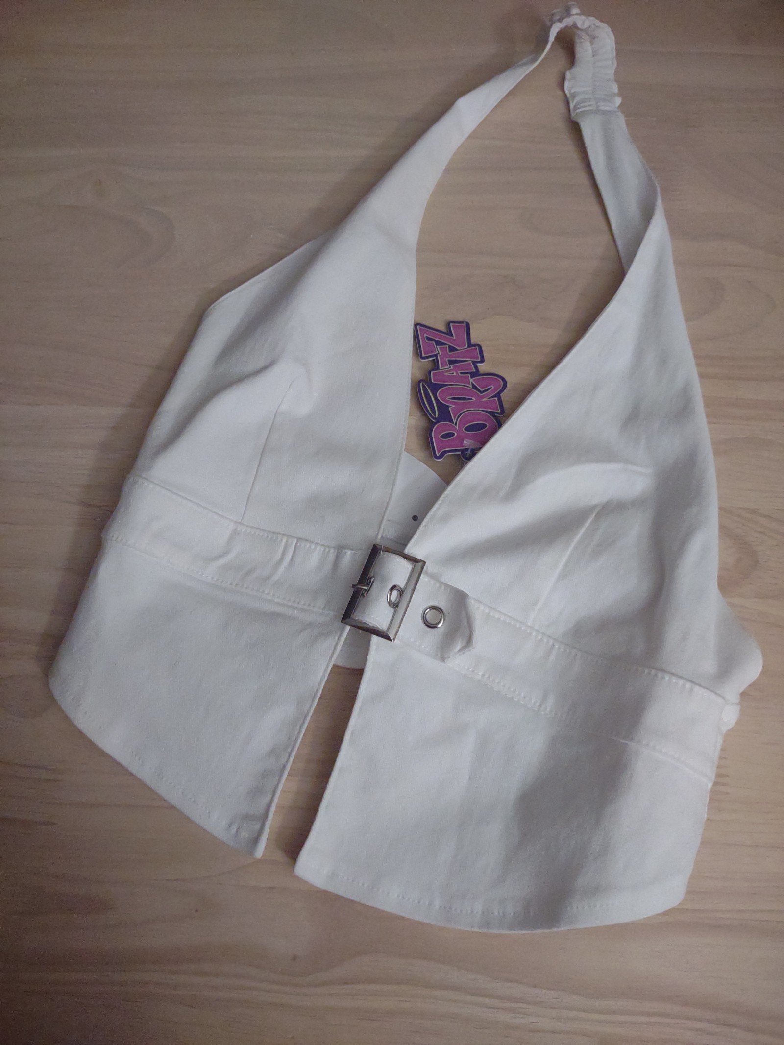 Bratz White Silver Buckle Accent Halter Top Y2k Retro