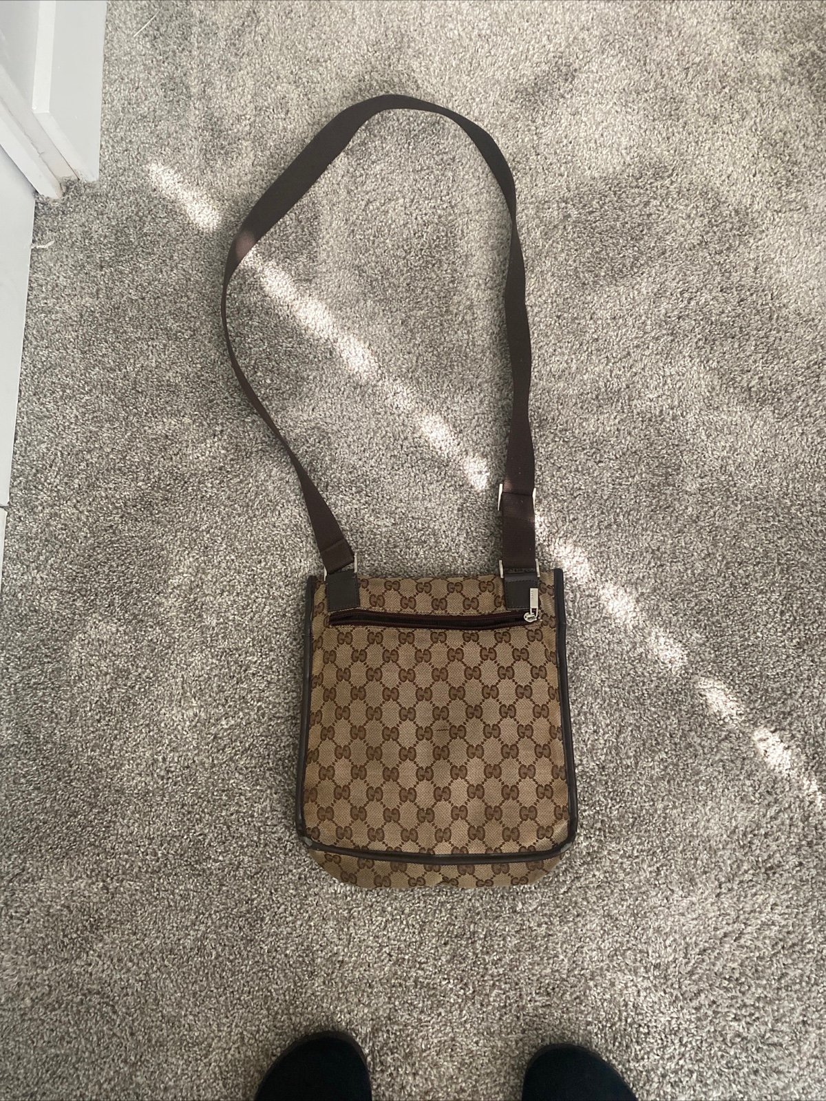 Gucci XL Coated Monogram Canvas Slim Messenger Shoulder Bag – Dignity  Jewels Inc.