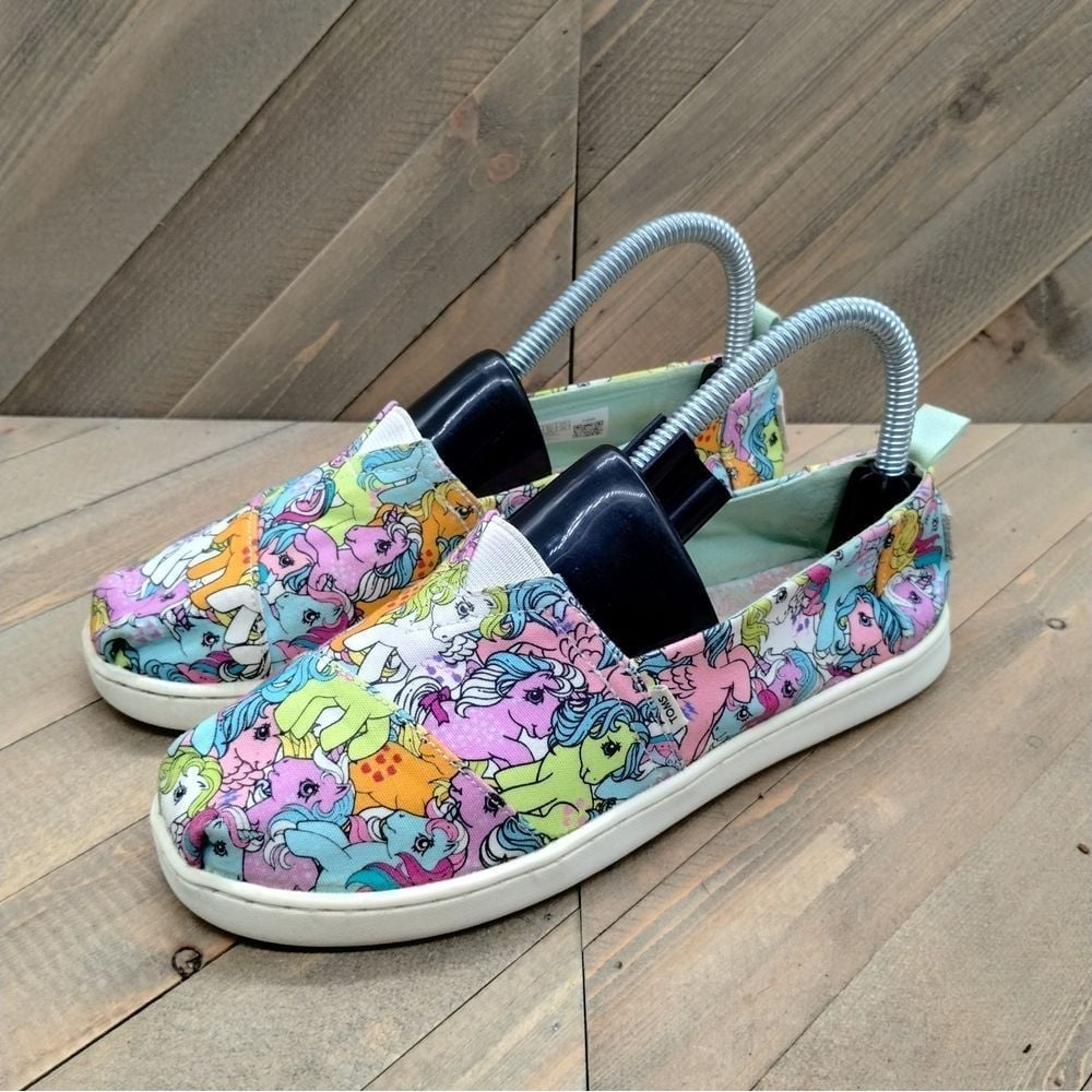 TOMS x My Little Pony Alpargatas Girls Size 4 Casual Shoes Colorful Slip On