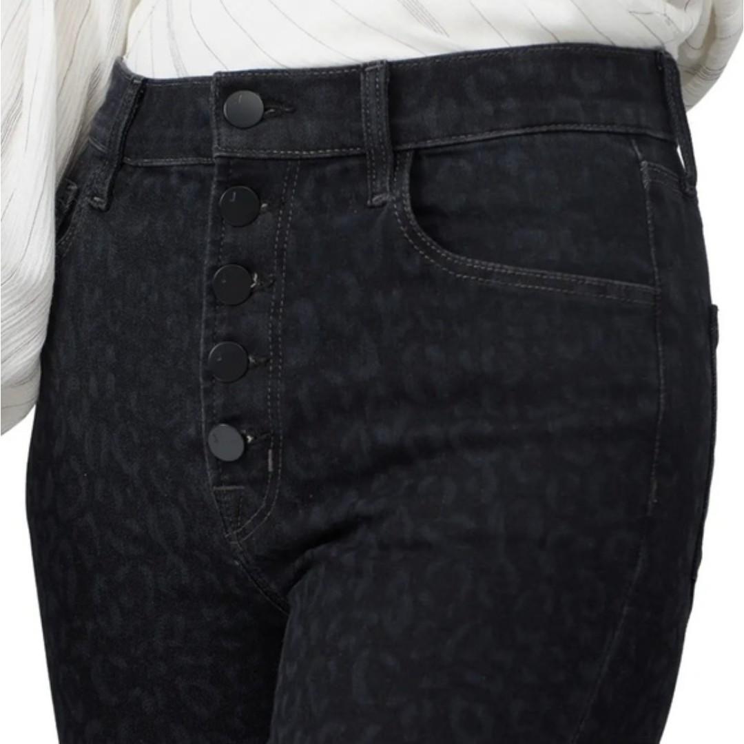 J BRAND Lillie Black Leopard Print High Rise Crop Skinny Jeans 29 - detail
