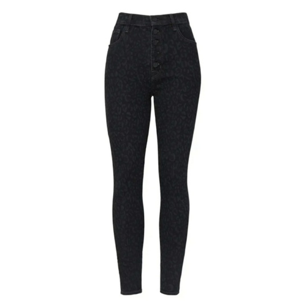 J BRAND Lillie Black Leopard Print High Rise Crop Skinny Jeans 29 - detail