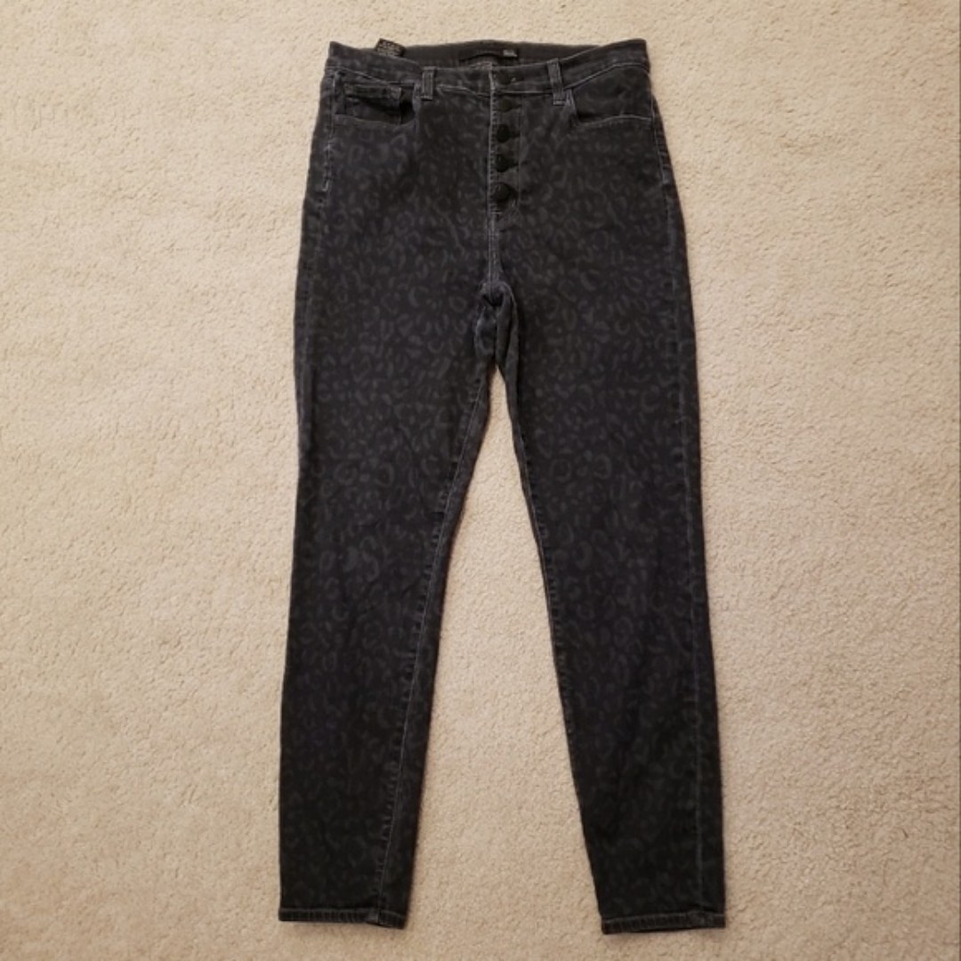 J BRAND Lillie Black Leopard Print High Rise Crop Skinny Jeans 29 - detail