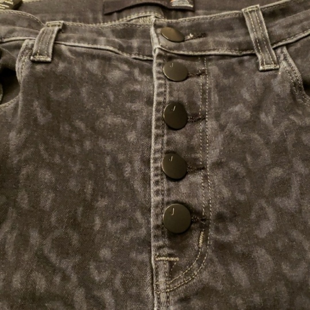 J BRAND Lillie Black Leopard Print High Rise Crop Skinny Jeans 29 - detail