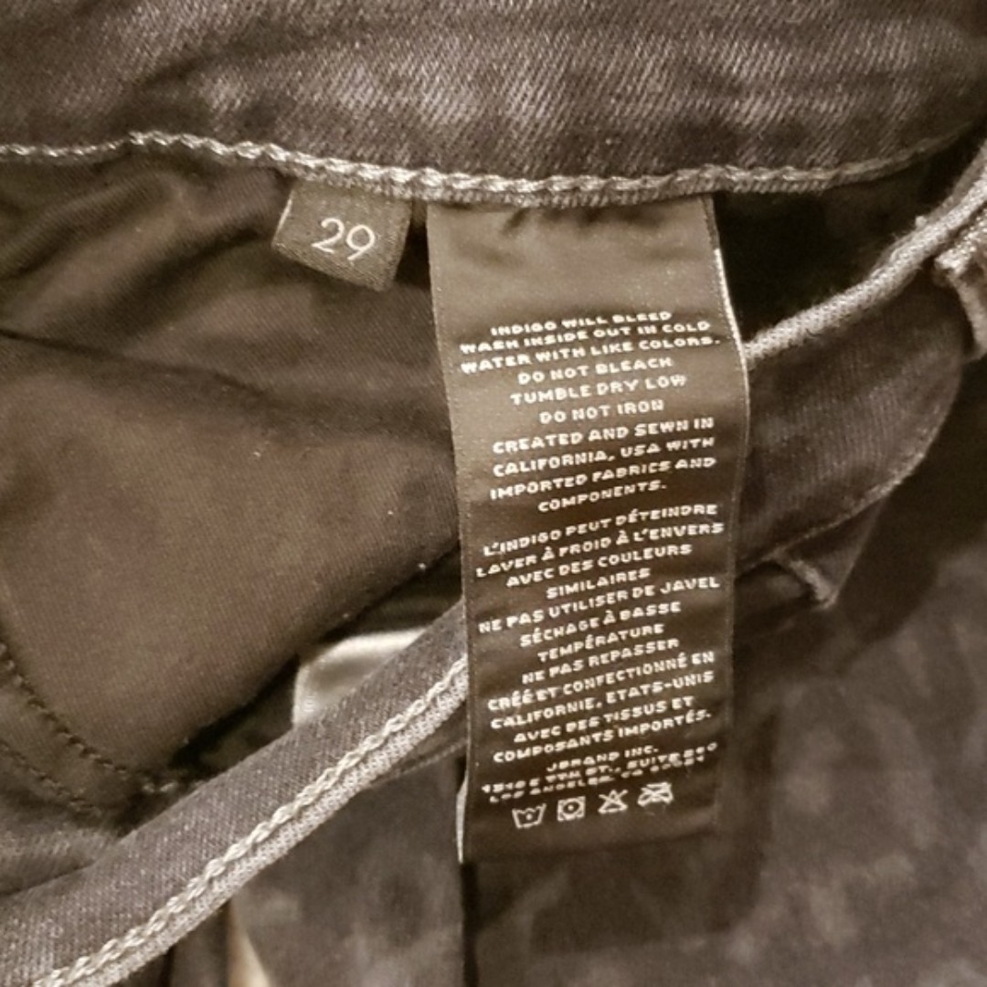 J BRAND Lillie Black Leopard Print High Rise Crop Skinny Jeans 29 - detail