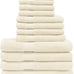 Luxury Bath Towel Set-Combed Cotton 12 Piece Towels-CREAM
