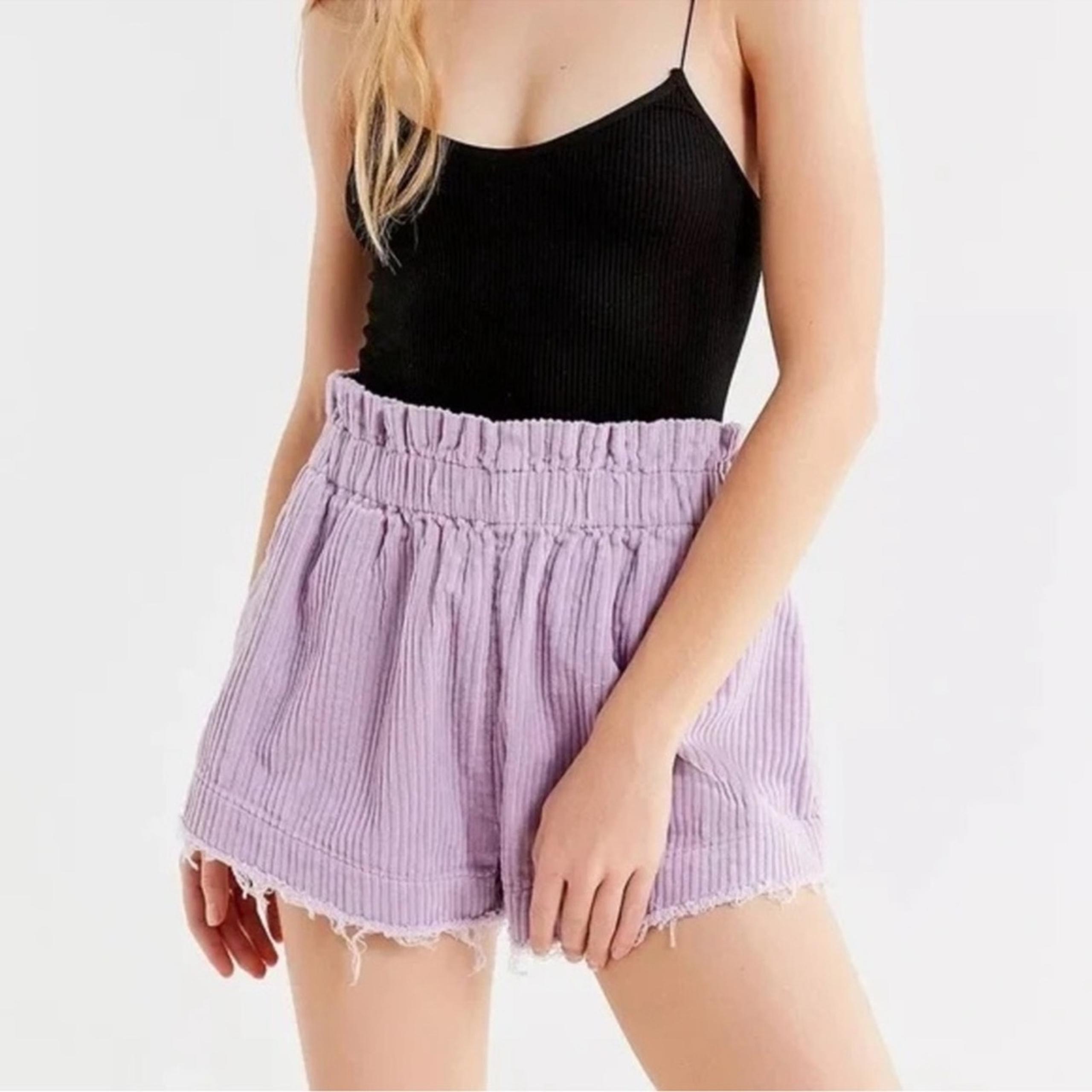 Urban Outfitters Lavender Corduroy Pull On Paper-bag Shorts Size: S