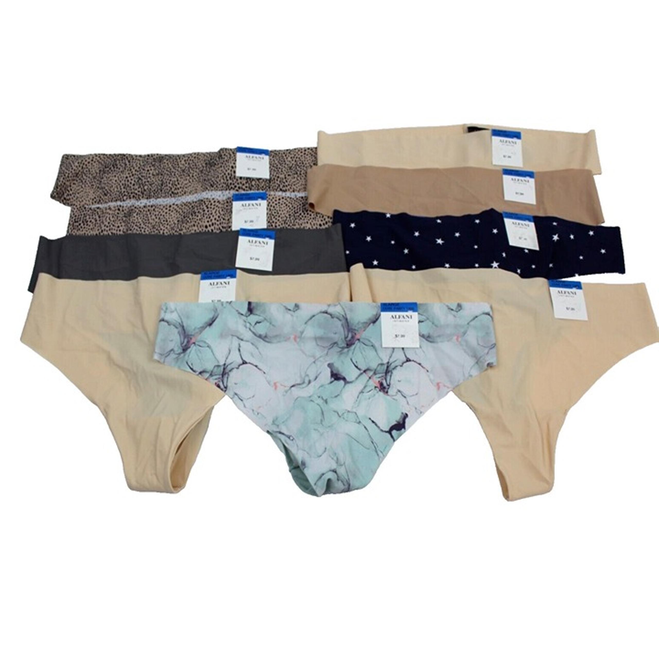 Alfani Lot of 9 Thong Panties Underwear Womens XL Gray Leopard Beige Blue Nude