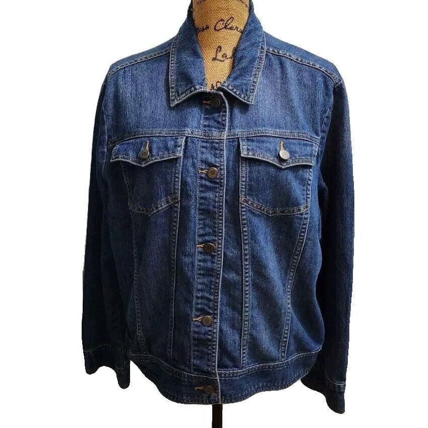 The Limited Womens Size XXL Button Up Medium Wash Pockets Denim Dark Blue