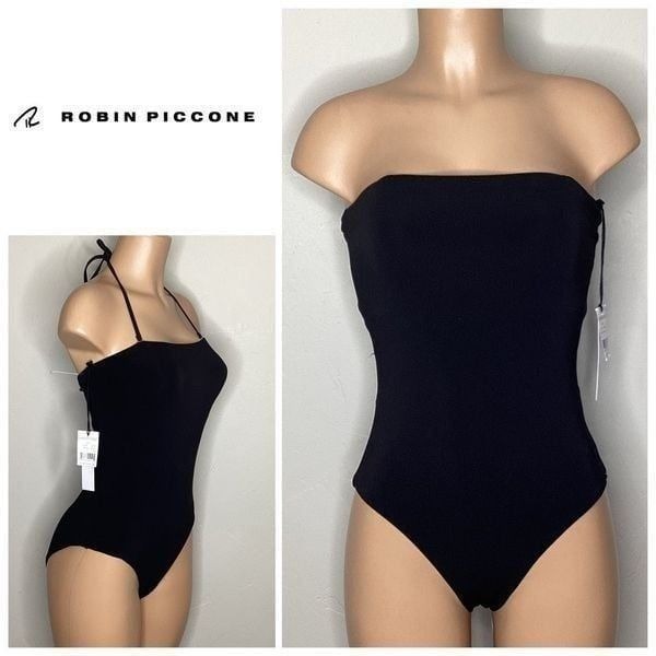 New. Robin Piccone black bandeau one piece. Size 10. Retails 179