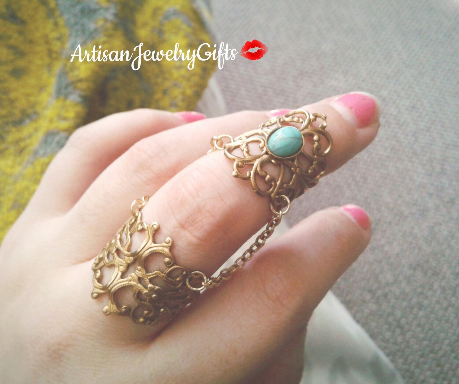 Turquoise Slave Ring Armor Ring Set