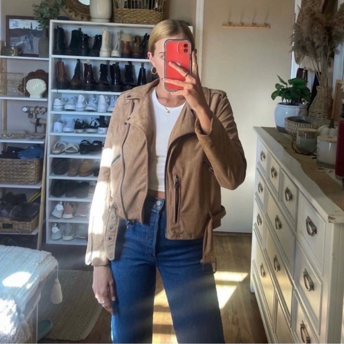 Sans Souci Suede oversized moto jacket