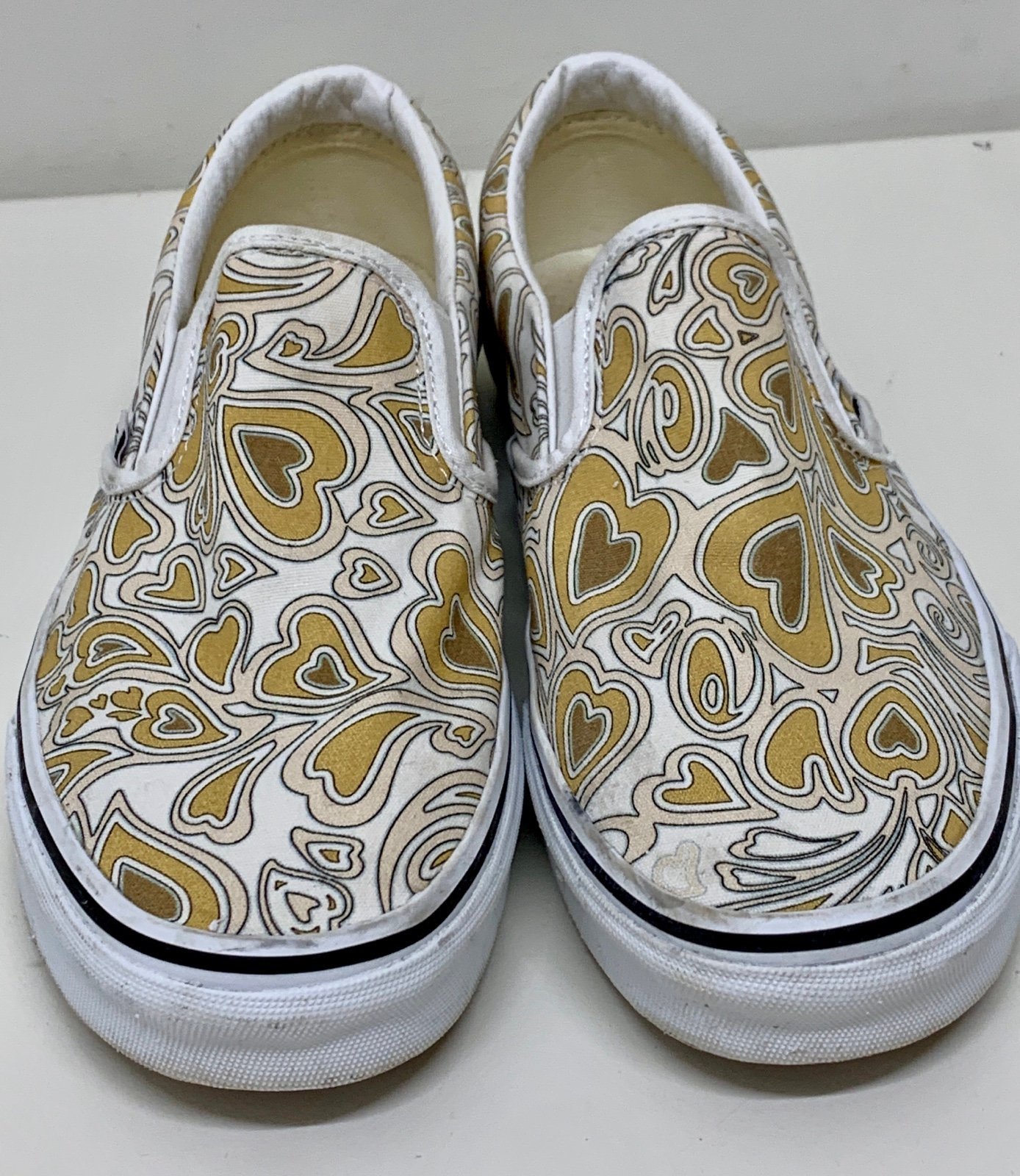 Men’s 7.5 Women’s 9 Paul Van Doren Vans Paisley Hearts Slip On Sneakers