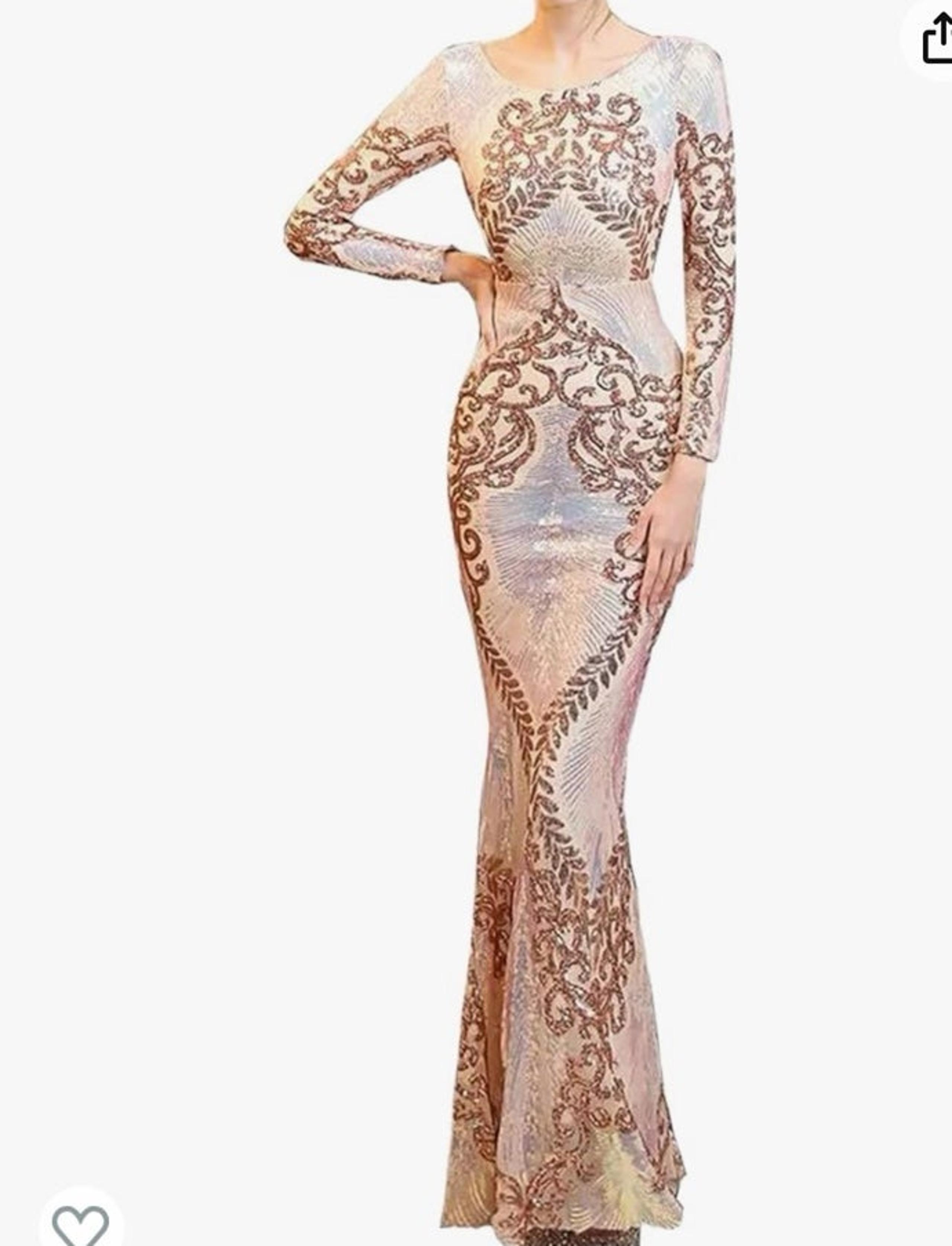 Dress Chokoluy Women's Dress Long Sleeve Stitching Sequins Design Backless Moppi