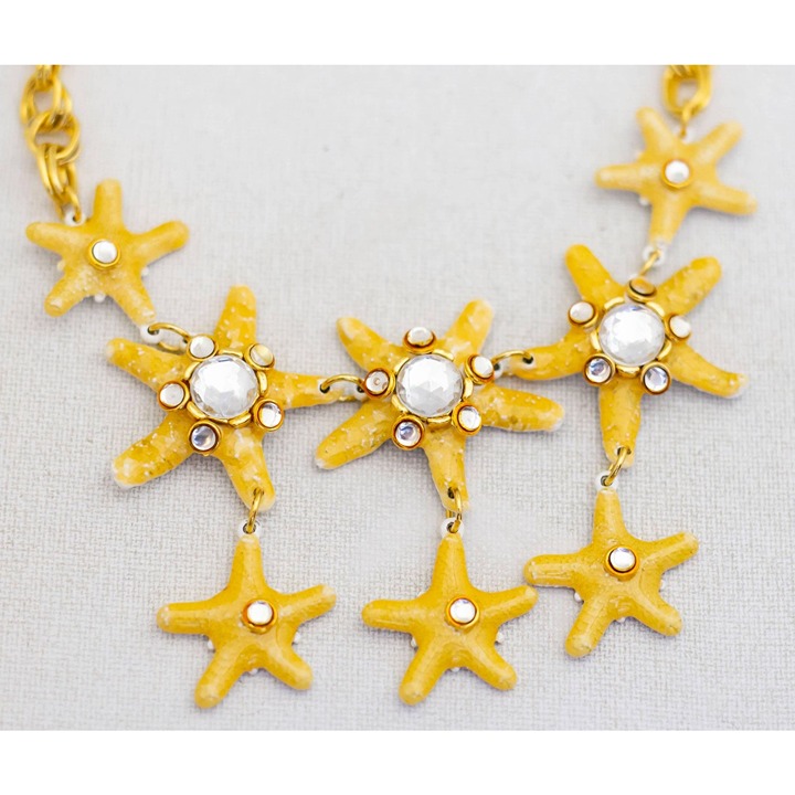 Vintage Gem-Craft Bejeweled Starfish Bib Necklace 16 Inch by CRAFT- A19