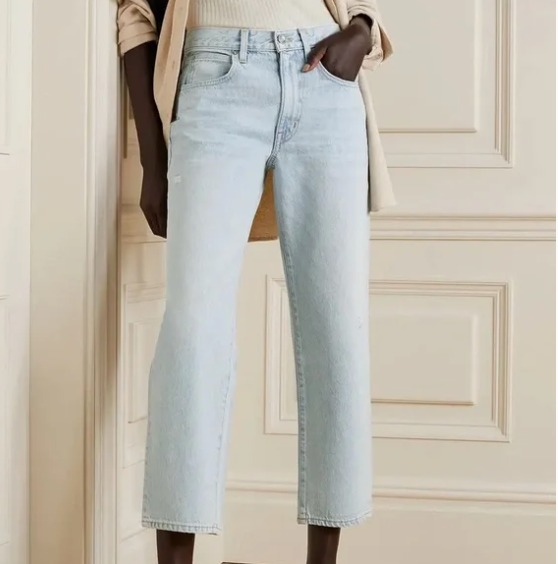 SLVRLAKE Sophie Crop JEANS Size 27 Straight Leg Light Blue Love Song