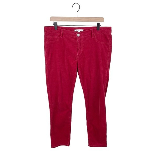 CAbi #160 Crimson Cords Red Corduroy Pants Skinny Leg Women's Size 10