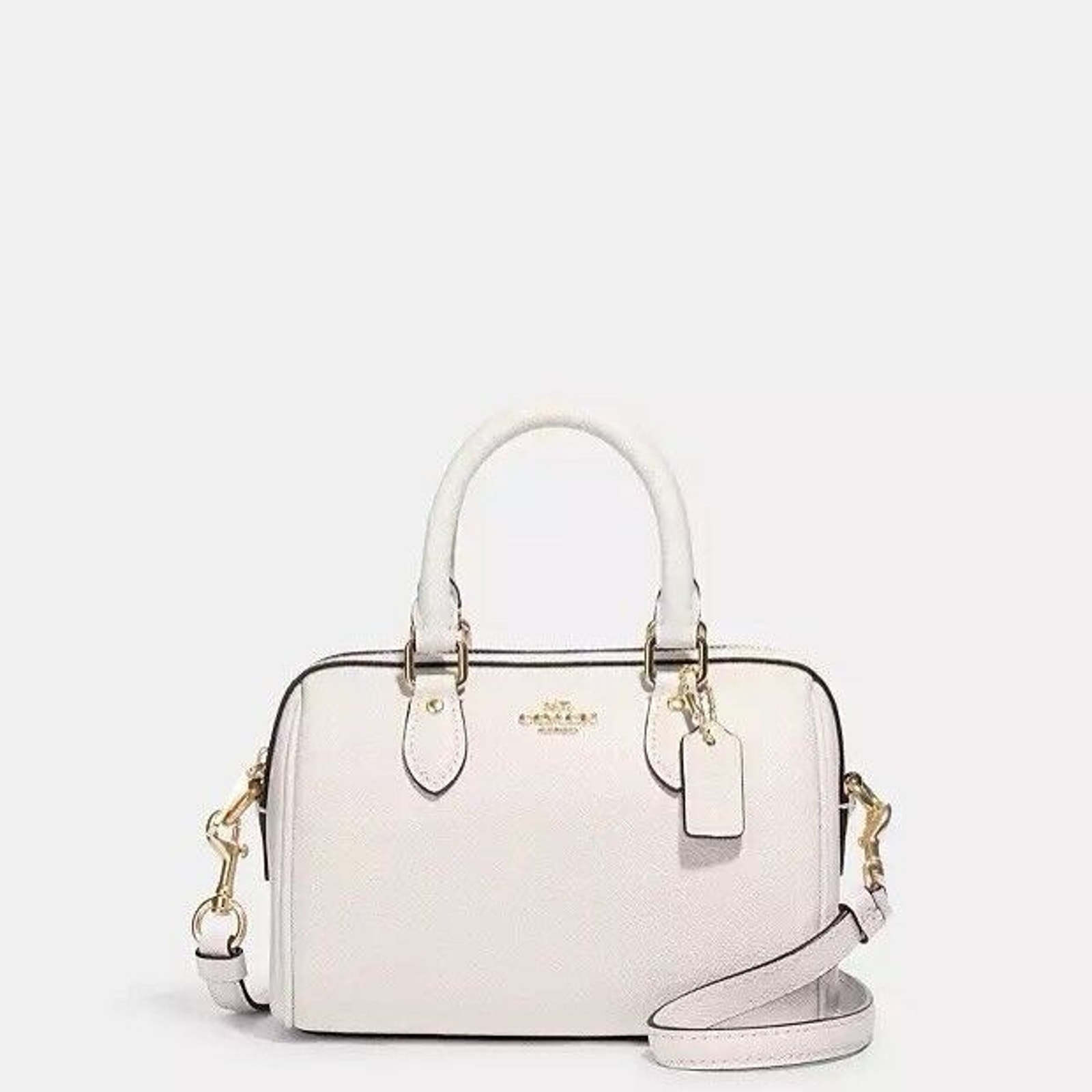 NWT Coach Mini Rowan Crossbody Bag Leather CV404 Crossgrain Leather/Gold/Chalk