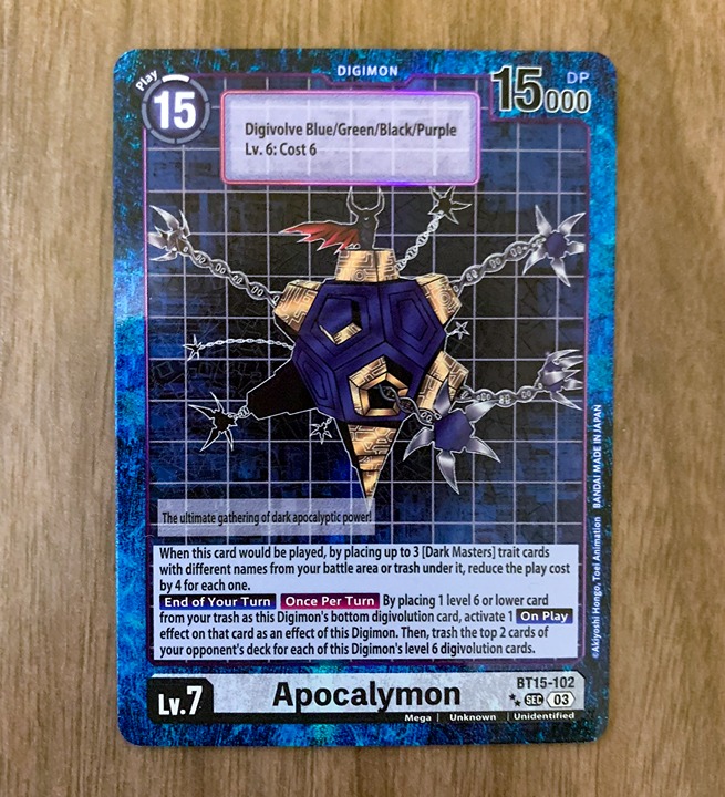 Digimon TCG Apocalymon Alternate Art BT15-102 Secret Rare Card