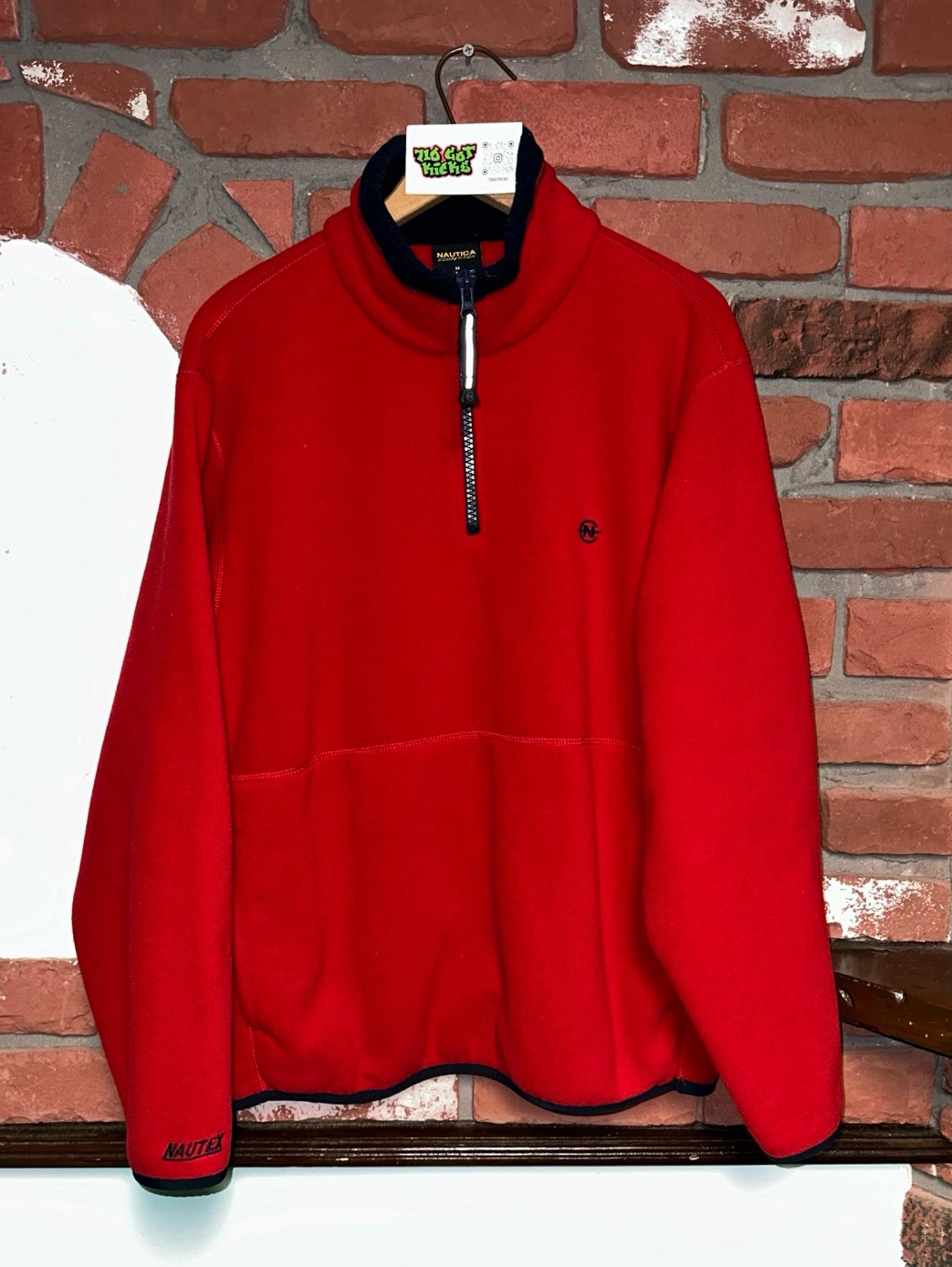 Vintage Nautica Competition Red Nautex Athletic Fleece Jacket Mens Size Medium