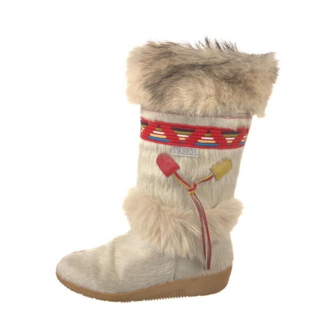WOMEN'S VINTAGE CIRCA 1980'S TECNICA CREAM GOAT FUR & SHEARLING BOOTS SIZE 39