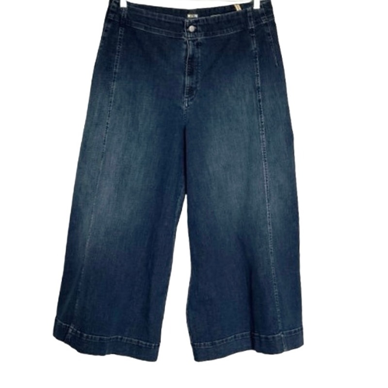 MaEve Anthropologie Womens Ultra Flare Capri Palazzo Jeans Size 34 Dark Blue