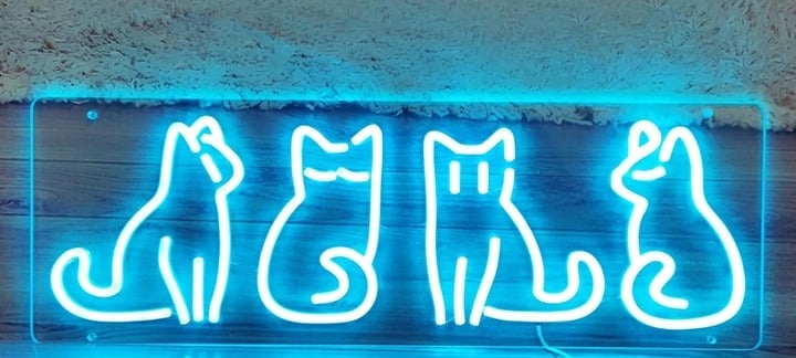Lovely Bright Blue Kitty Cats LED Night Light Room Wall Decoration
