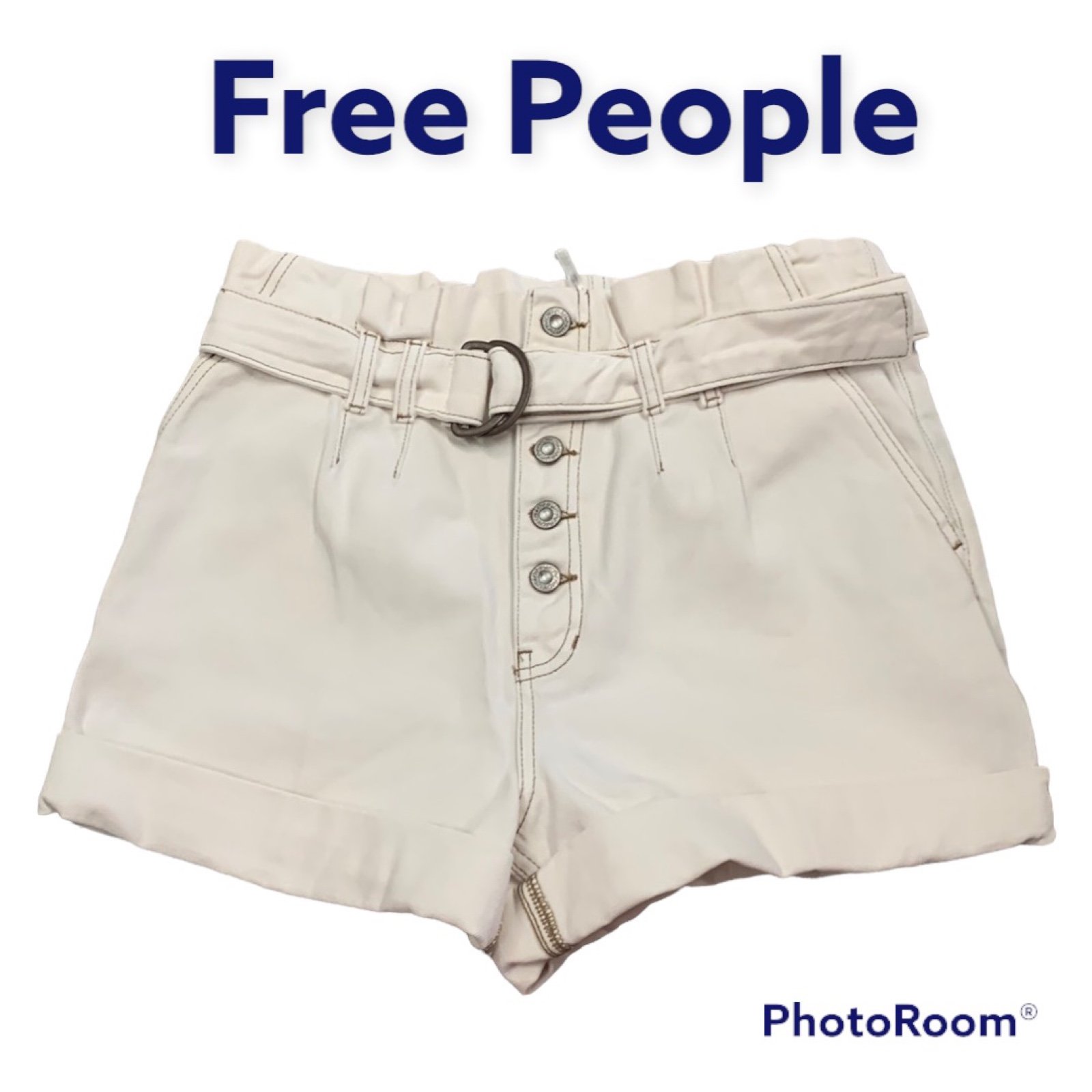 Free People Bucket Waist Button Fly High Waisted Pleated Shorts Size 4
