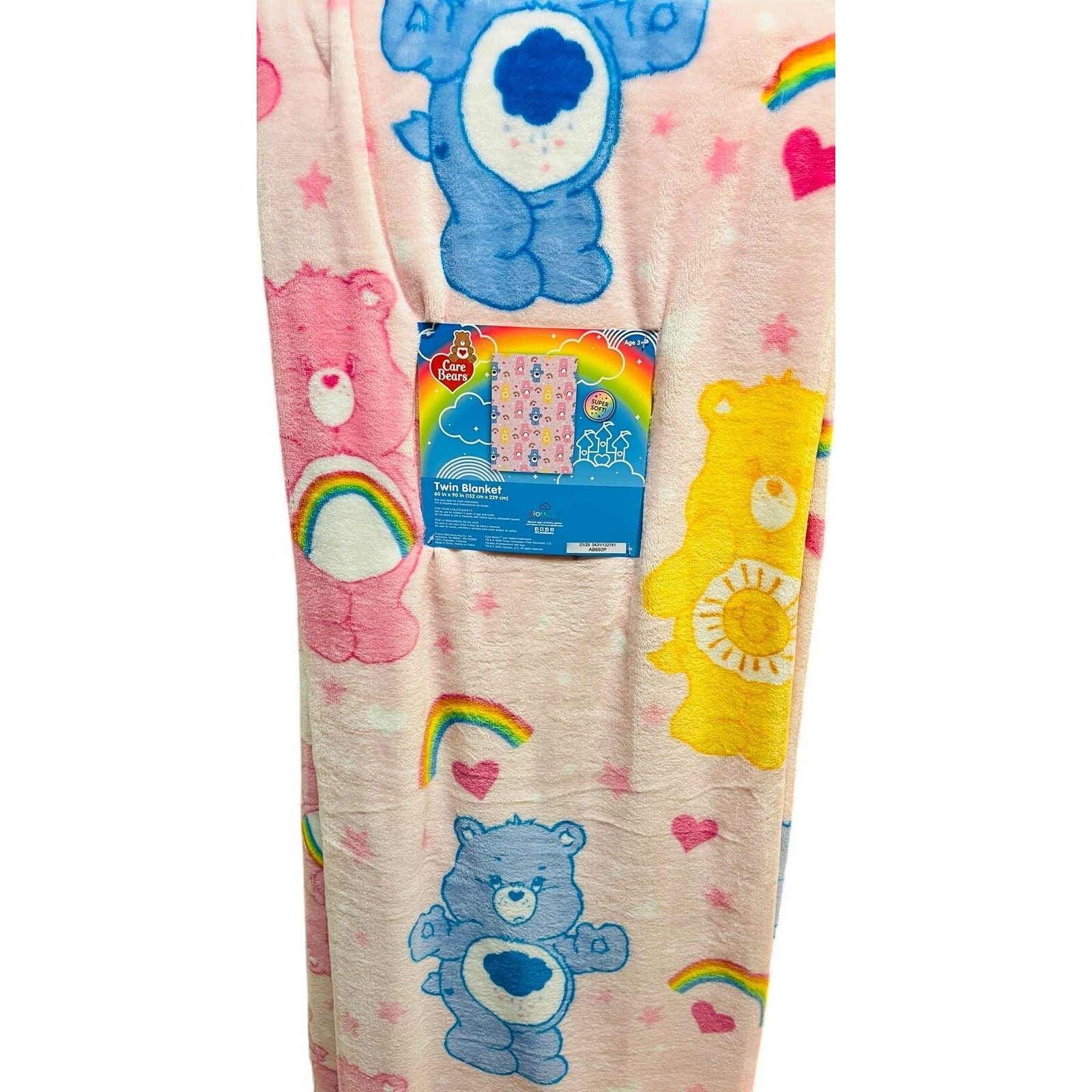 CareBears twin blanket 60 by 90 throw super soft and adorable