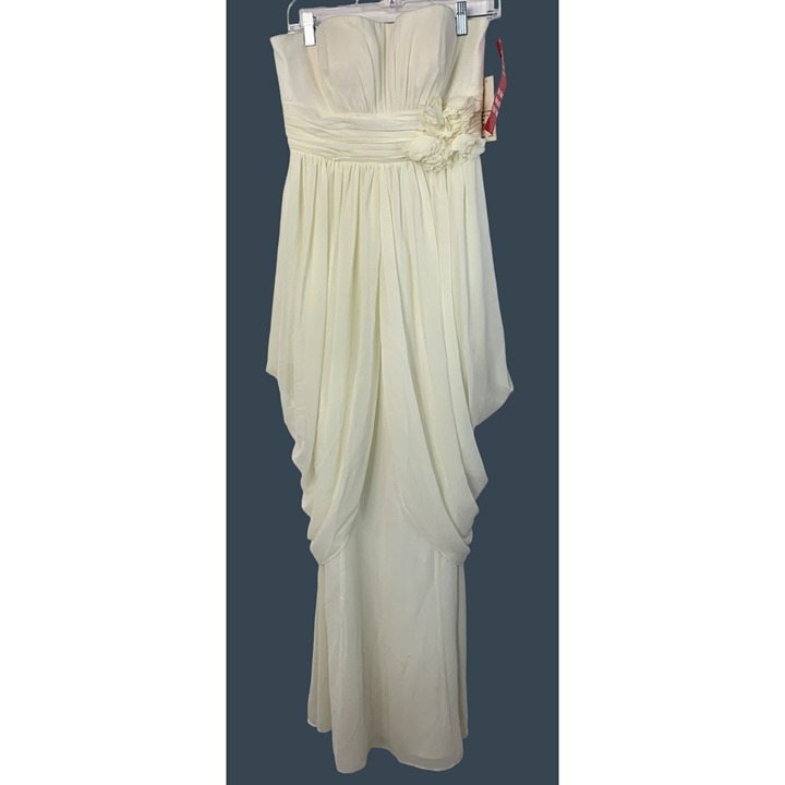Hailey Adrianna Papell Ivory Draped Chiffon Gown Sz 8 event NWT strapless 7778