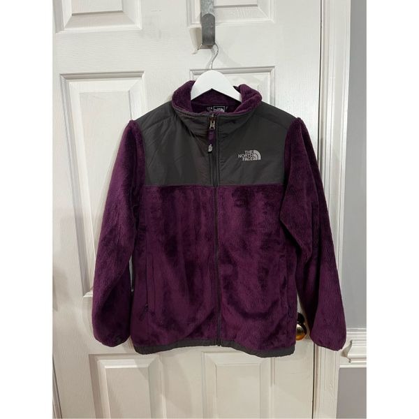The North Face Purple & Black Fuzzy Full Zip Girls Jacket sz XL 18 EUC