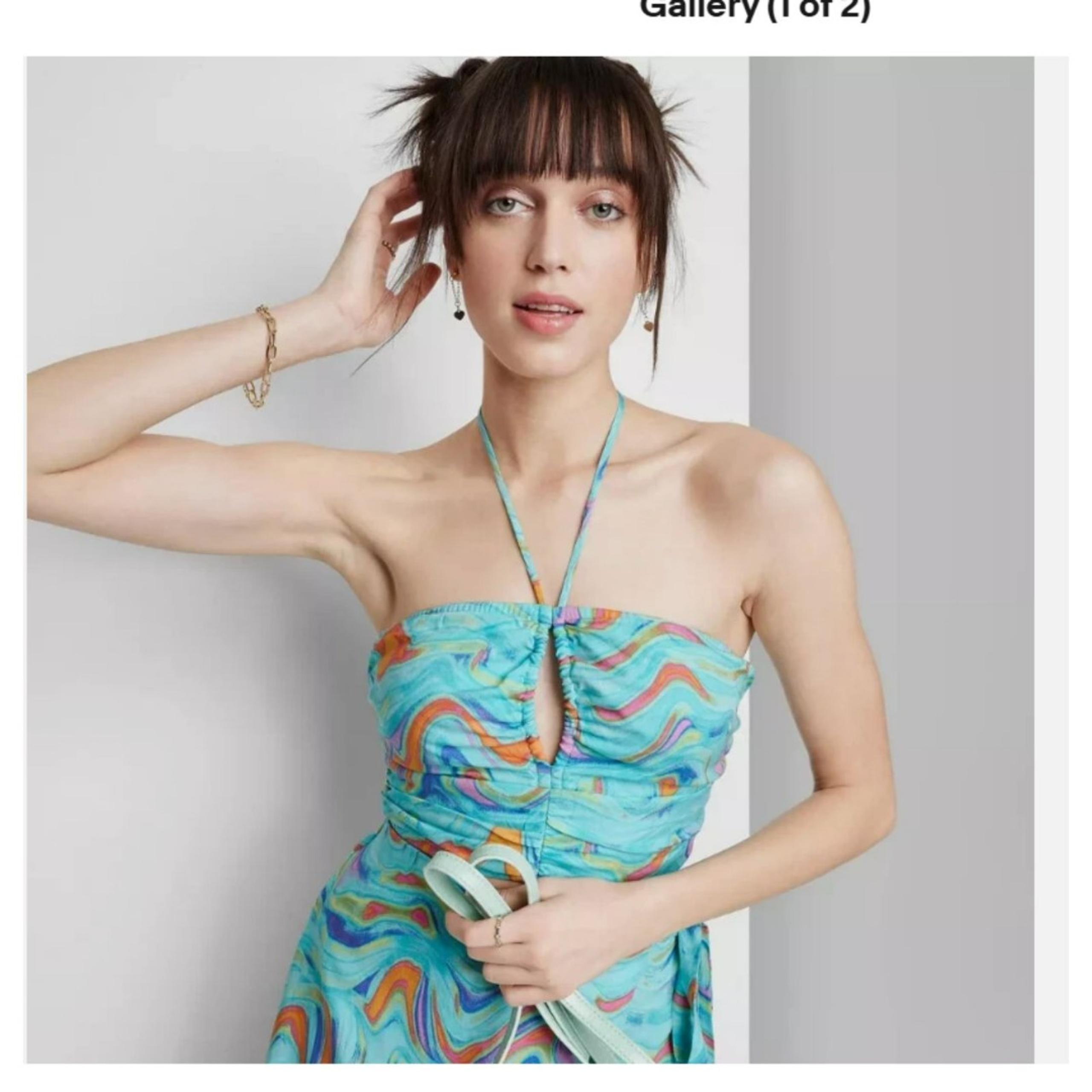238 Wild Fable Women's Aqua Blue Swirl Sleeveless Cropped Top