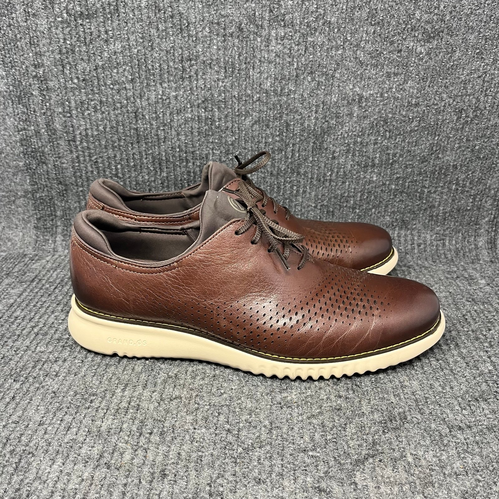 Cole Haan Zerogrand Lined Laser Wingtip Oxfords Brown Leather Mens 11 M C33816
