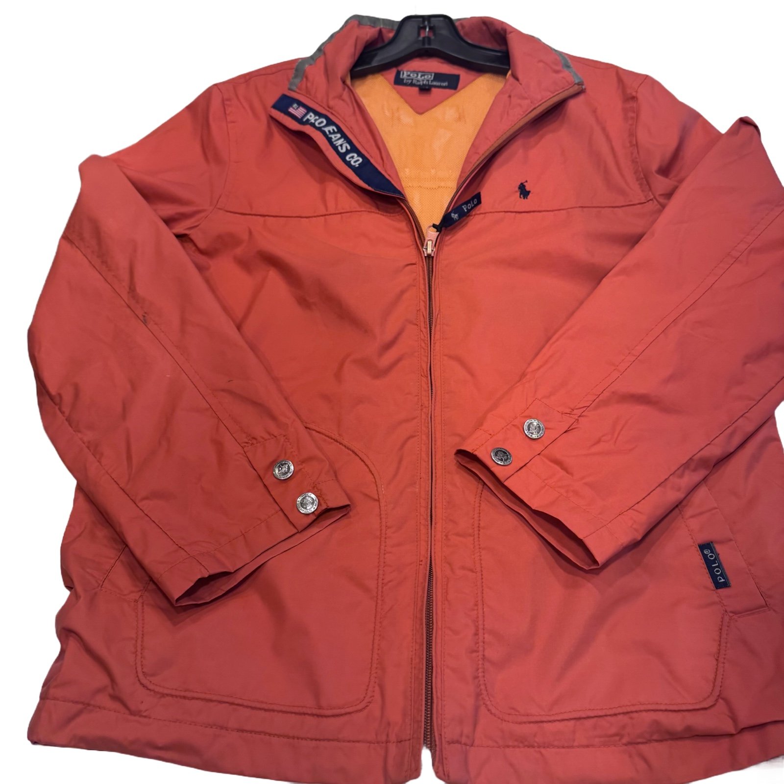 Polo Ralph Lauren Sport Vintage Woman’s Jacket Zip Up Orange Mesh Lining Size L