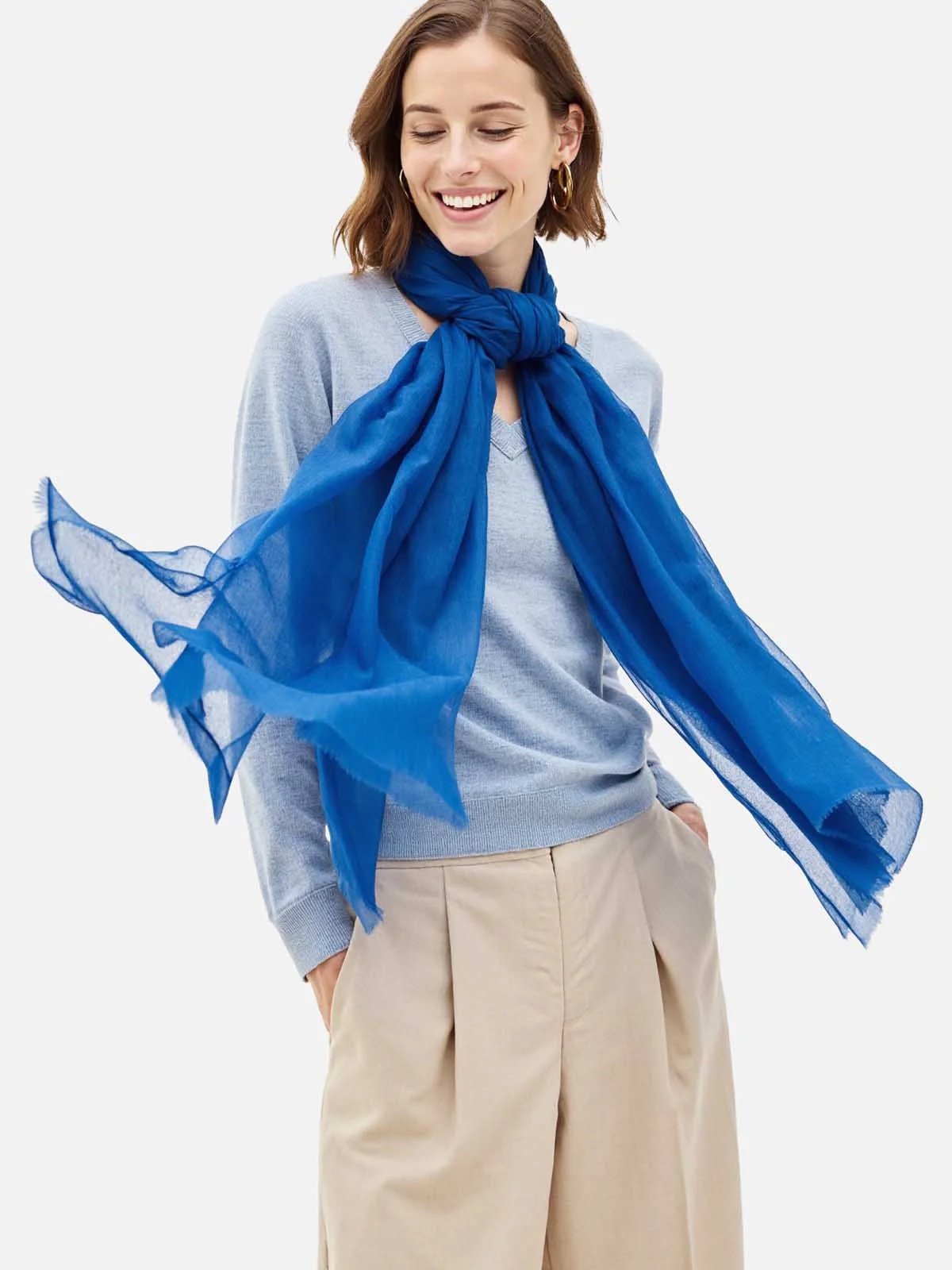 Ovico Featherlight Sapphire Cashmere Scarf
