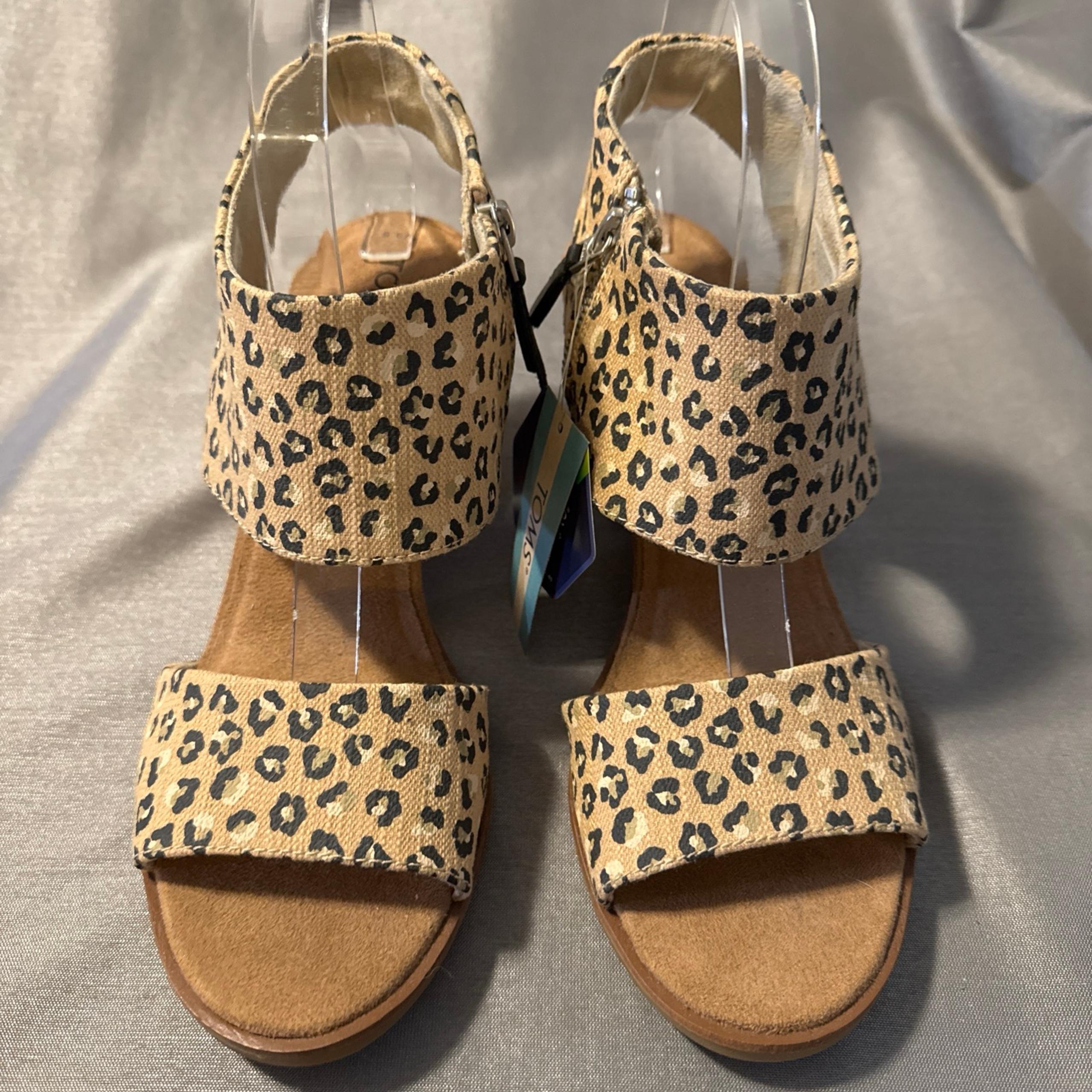 NEW TOMS Majorca Cutout Sandals Women’s 9.5 In Natural Textured Cheetah