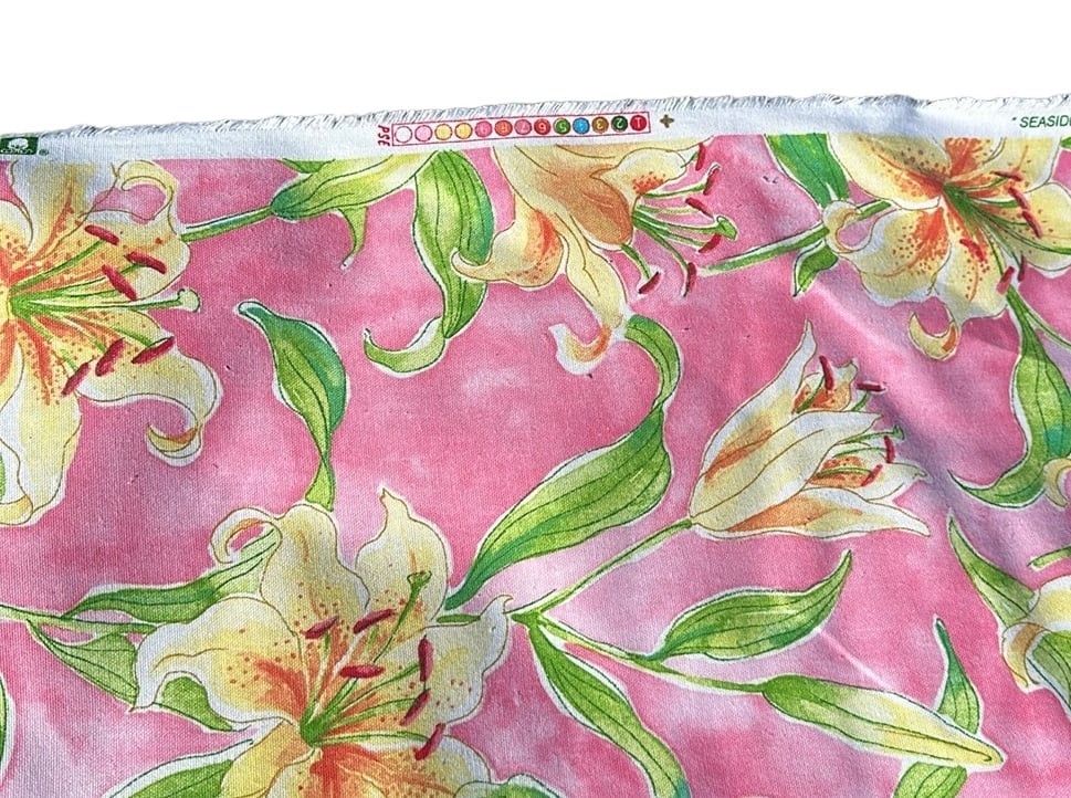 Waverly Seaside Lily Upholstery Fabric Pink Floral Flowers