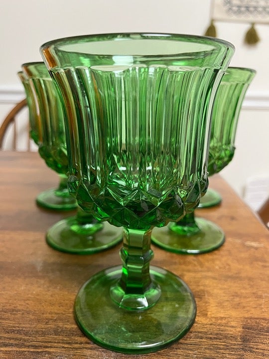 Emerald Green Goblets Set of 5
