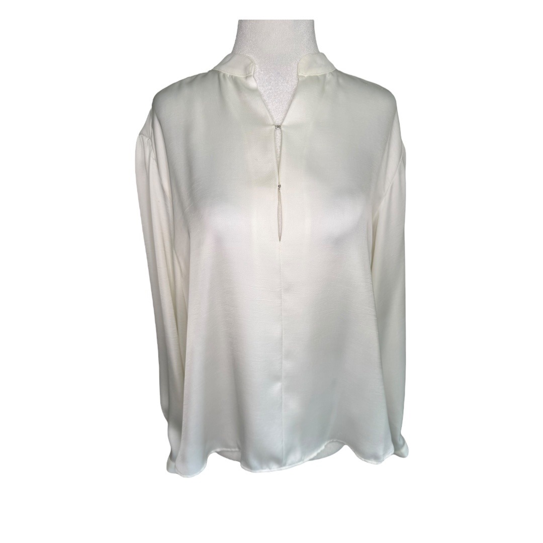 Rag & Bone Ivory Blouse Hook & Eye Closure Long Sleeve Top Satin Size XS