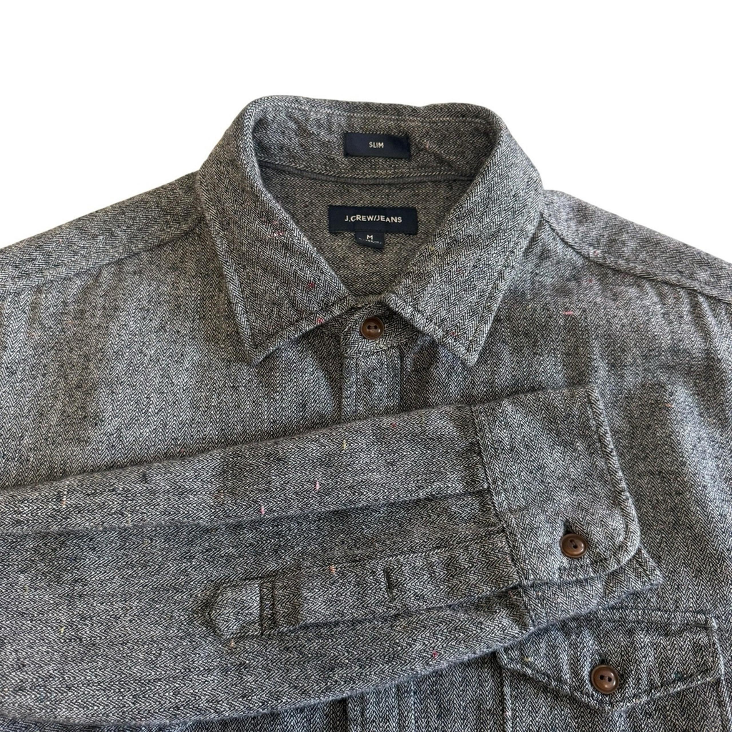 J. Crew Jeans J6129 Wool Blend Grey Button Up Men Long Sleeve Shirt Sz M #467