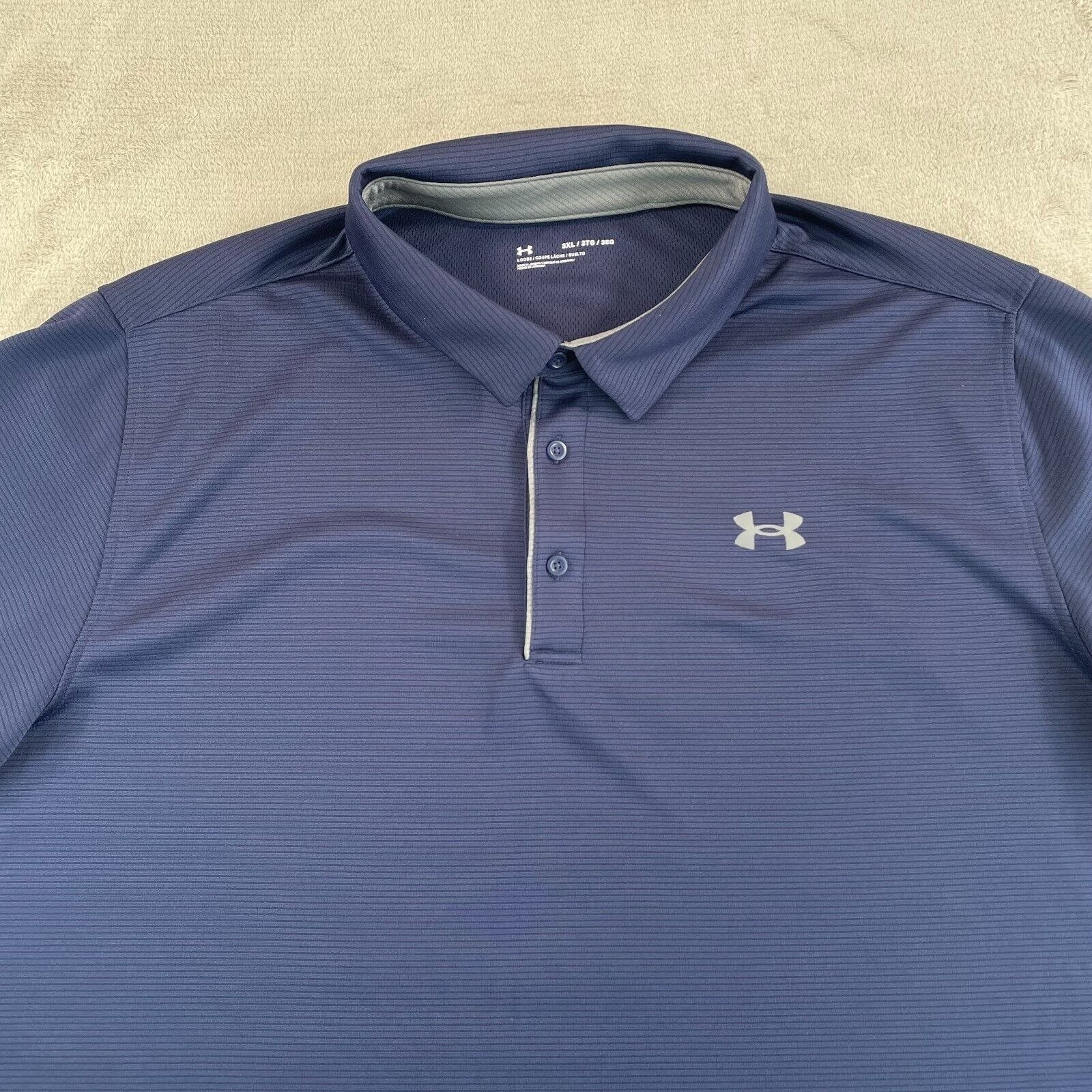 Under Armour Loose Golf Polo Shirt Men 3XL Navy Blue Performance UPF 30 NWOT