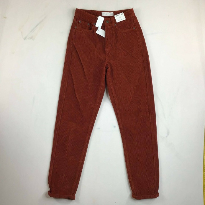 Topshop Womens Red Chino's Pant Slash Coin Pocket Casual Size 25