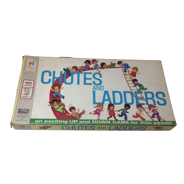 Vintage Milton Bradley Chutes and Ladders Board Game Comes with Board/4 Characte