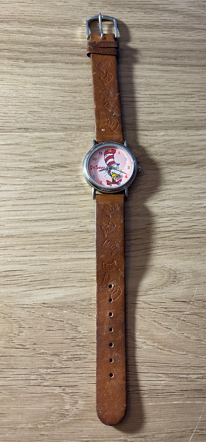 VINTAGE DR. SEUSS CAT IN THE HAT TICK TOCKING TIME TICKERS WATCH 1997