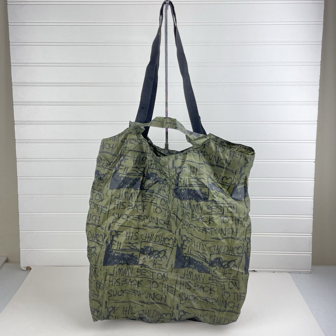UNIQLO Jean Michel Basquiat Pocketable Tote Bag Olive Green Limited Edition NWT