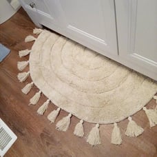 NEW Beautiful Rug with Tassels for Your Bathroom - Soft Half Circle 100% Cotton