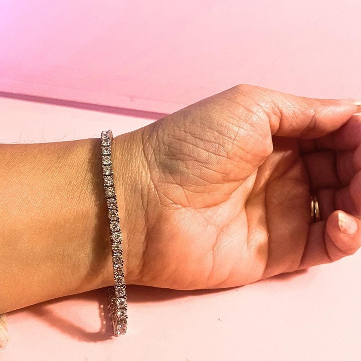 Cubic Zirconia Sterling Silver 925 Tennis Style Bracelet 7.5 inches Stunning